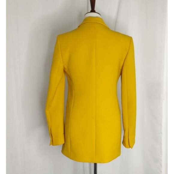 Zara Blazer XS Yellow Double Breasted Asymmetric Blogger Fave - Picture 8 of 16